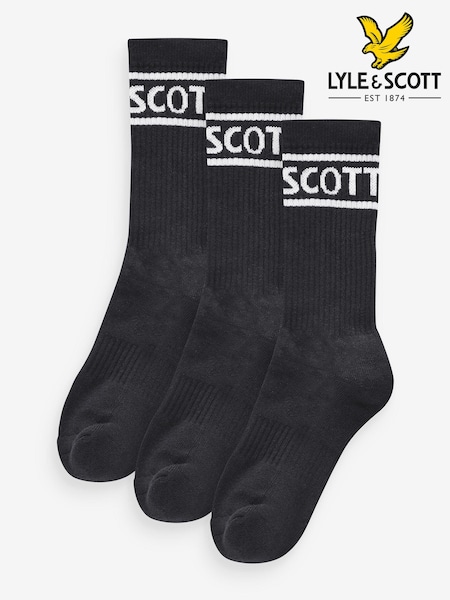 Lyle & Scott Black Jacquard Boys Sports Socks 3 Pack (K97974) | €10