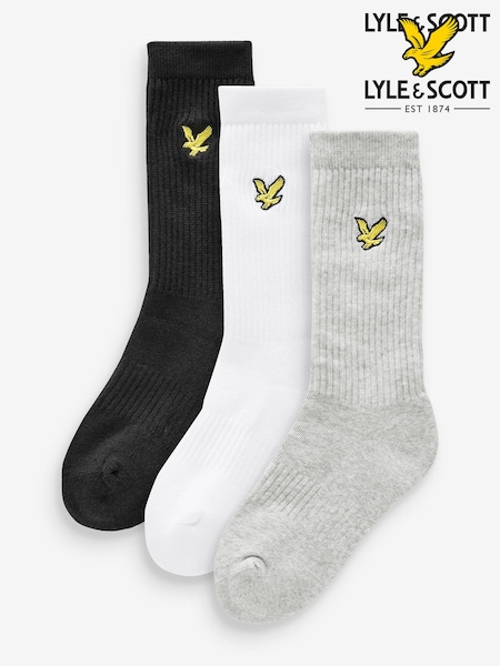 Lyle & Scott Grey Boys Scout Cotton Sports Socks 3 Pack (K97979) | €11.50