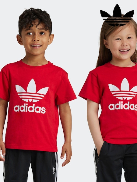 أحمر - adidas Originals Kids 100% Cotton Adicolor Trefoil T-Shirt (K97993) | ‏37 ر.ق.