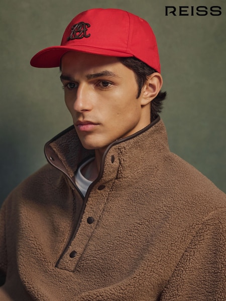 Rojo - Regular Reiss Maddox Monogram Cotton Trucker Cap