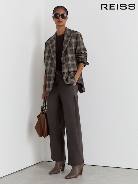 Grape Burgundy - Reiss Leoni Cotton-blend Barrel-leg Drawstring Trousers
