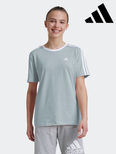 adidas Green Boyfriend Fit 100% Cotton 3-Stripe Essential T-Shirt (K98326) | R$ 130