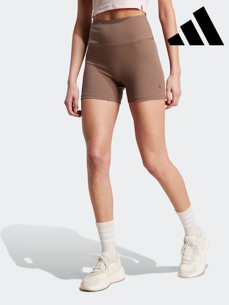 adidas Brown Lounge Rib High-Waisted Bike Shorts (K98330) | €18