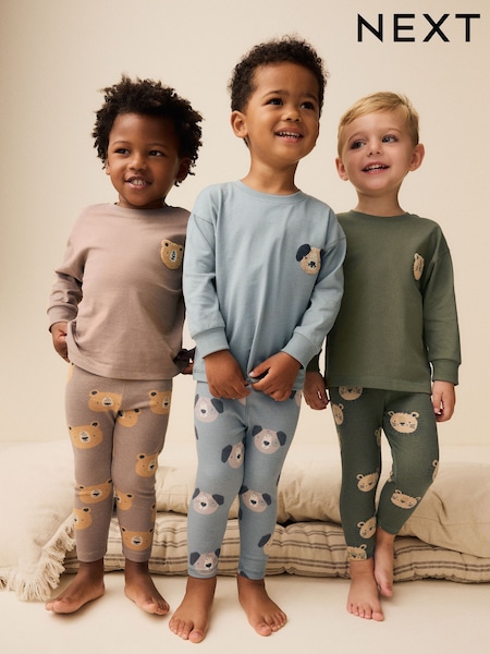Azul/Marrón/Verde caqui Animal - 3 Pack Snuggle Pyjamas (9mths-8yrs) (K98567) | 33 € - 41 €