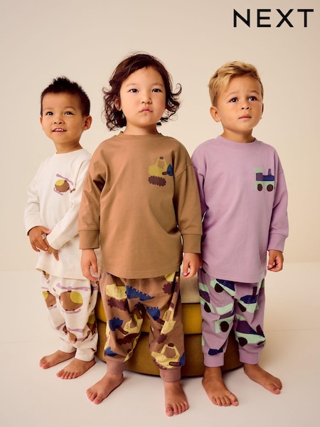 rožnata/Rust/Cream Transport - 3 Pack Oversized Pyjamas (9mths-10yrs) (K98598) | € 25 - € 31