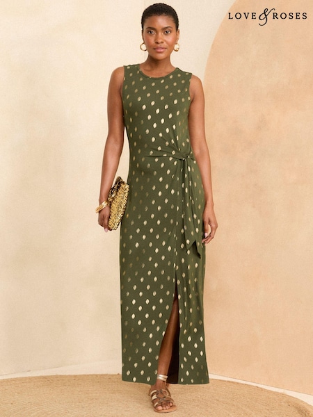 Love & Roses Tie Side Sleeveless Midi Jersey Dress (K98770) | 178 LEI