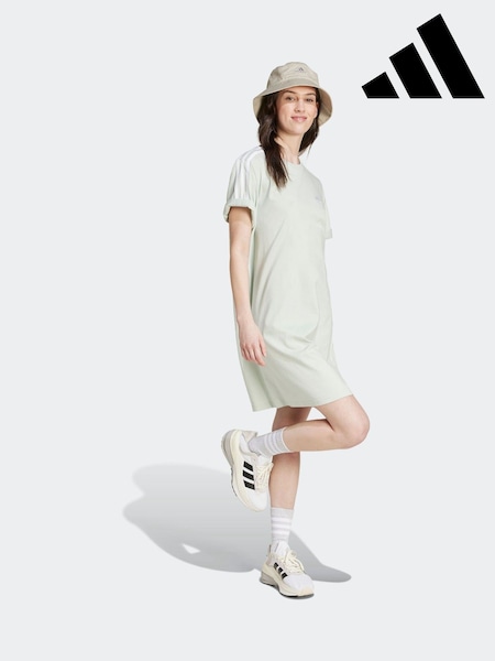 Vihreä - Adidas 100% Cotton Sportswear Essentials 3-stripes Single Jersey Boyfriend T-shirt Dress (K98858) | €52