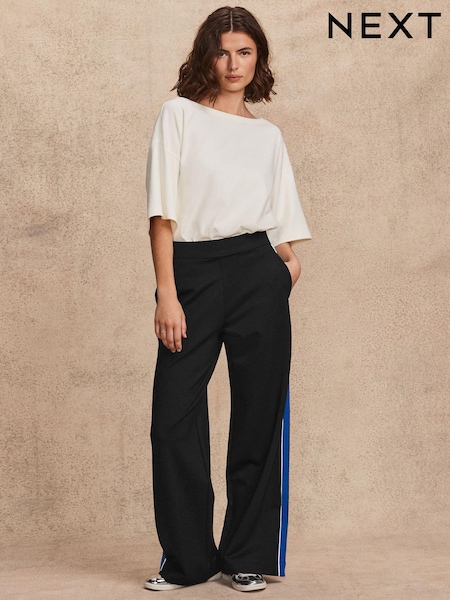 Черный с синей полосой - Понте сбоку в полоску брюк Track Pant (K98882) | €6