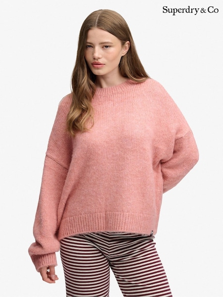Pink - Superdry Slouchy Brushed Knitted Jumper