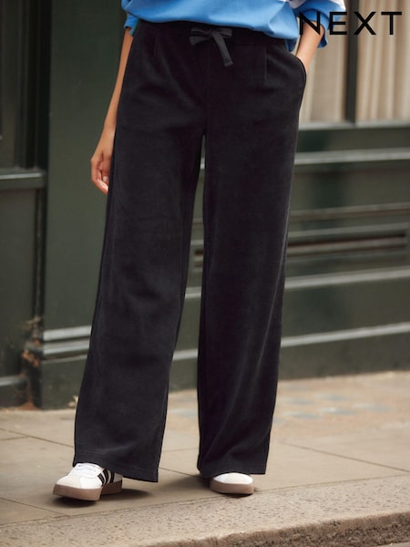 Black Pull On Wide Leg Corduroy Trousers (K98894) | €22