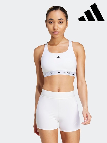 adidas White Medium Support Techfit Powerreact Bra (K98906) | €25