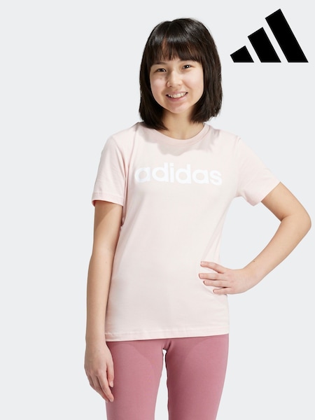 adidas Pink Slim Fit Junior Essentials Linear Logo 100% Cotton T-Shirt (K98907) | R$ 120