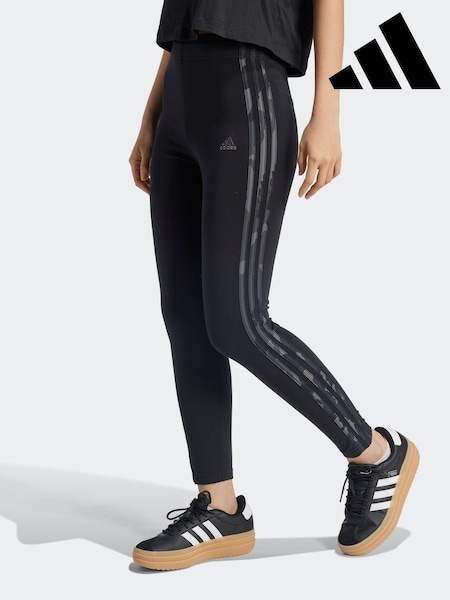 adidas Dark Black Camo 3 Stripe Leggings (K98912) | AED102