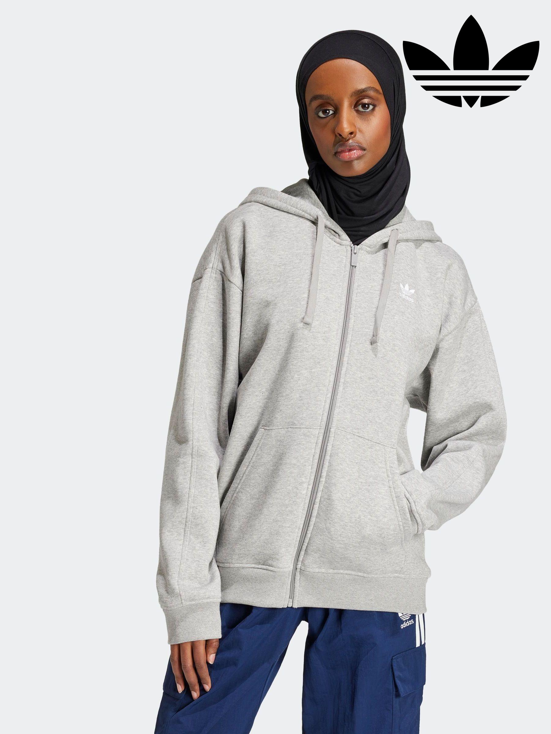 Grey adidas zip hoodie women's outlet
