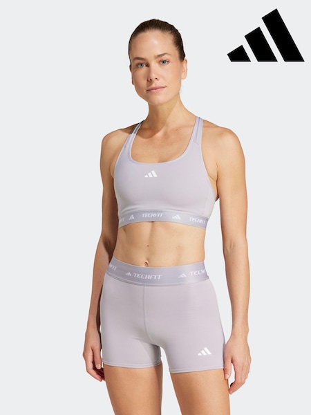 Серый - adidas Medium Support Techfit Powerreact Bra (K98968) | €22