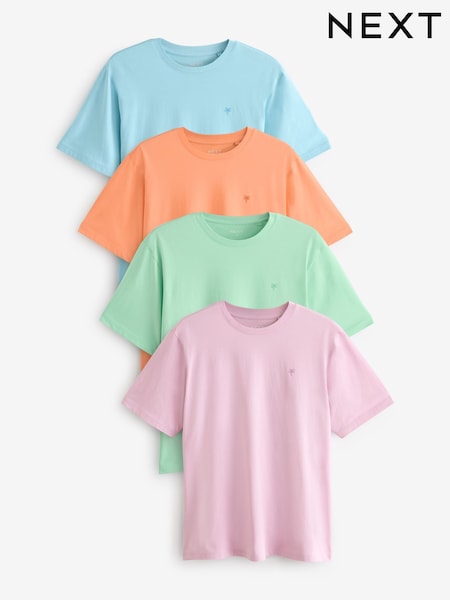أزرق/مرجاني/أخضر نعناعي/وردي باستيل - 100% Cotton T-Shirts 4 Pack (K98989) | ‏83 د.إ.‏