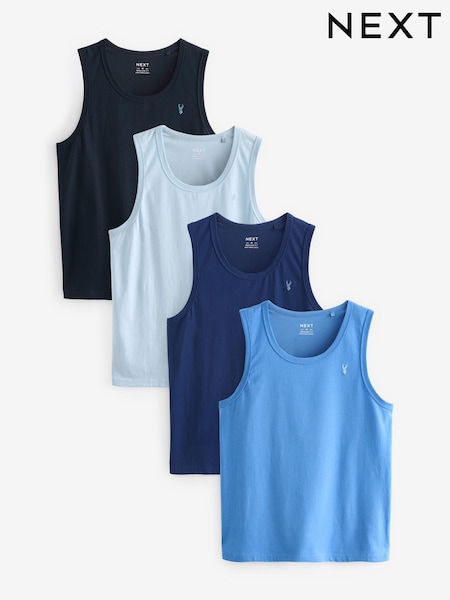 Blue Mix 100% Cotton Vests 4 Pack (K98994) | €18