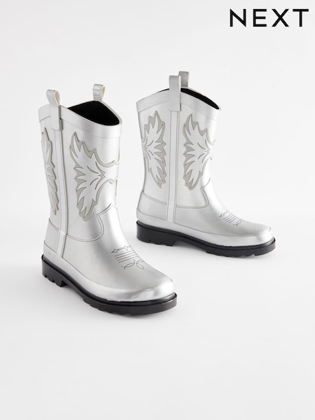 Silver Metallic Western Wellies (K98996) | $30 - $34