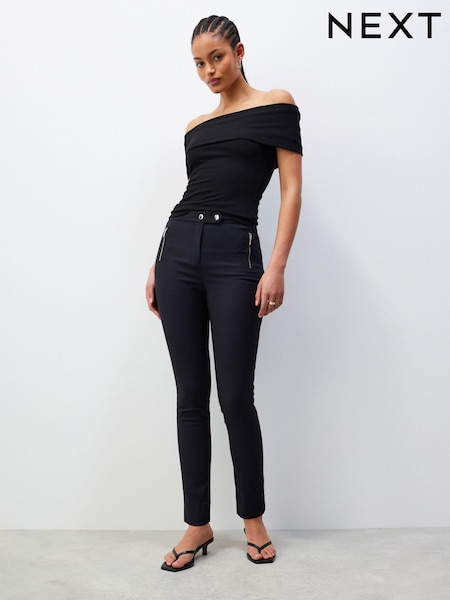 Black Zip Detail Skinny Trousers (K99005) | 1,060 UAH