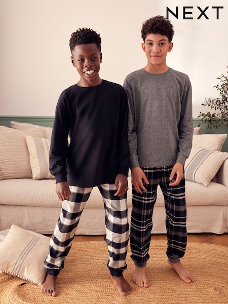 Monocromático - 2 Pack Long Sleeve Woven Check Pyjamas (3-16yrs) (K99095) | 36 € - 47 €