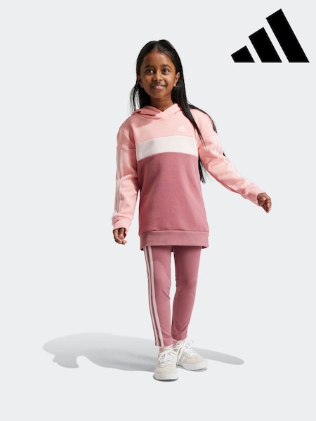 adidas Pink Pitch Kids Sportswear Tiberio 3-Stripes Colorblock Fleece Leggings Set (K99106) | AED154