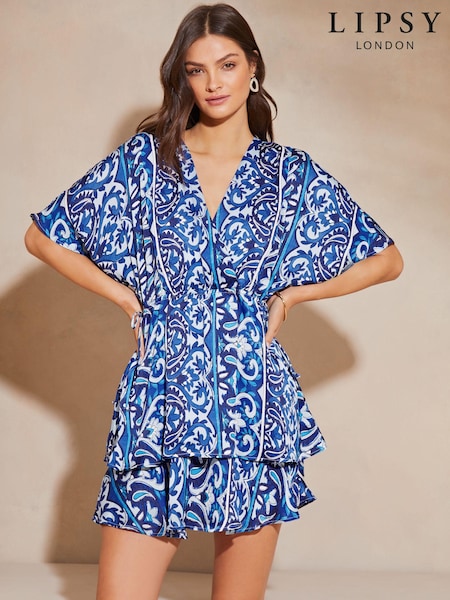 Lipsy Navy Blue V Neck Holiday Mini Dress (K99133) | € 13