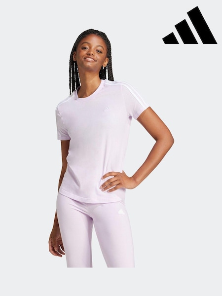 adidas Purple 100% Cotton Sportswear Essentials Slim 3-Stripes T-Shirt (K99174) | AED67