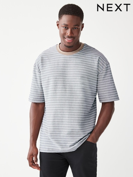 Stone 100% Cotton Textured Stripe T-Shirt (K99189) | €10