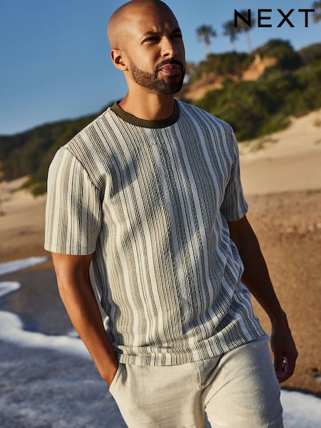 Grün/Strukturiert - Vertical Stripe T-Shirt (K99204) | 6 €