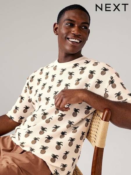 Ecru Pineapple 100% Cotton Printed T-Shirt (K99213) | €10