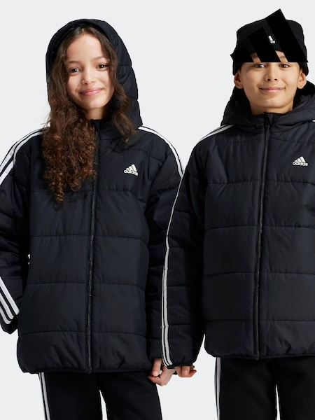 adidas Black Essentials 3-Stripes Padded Jacket (K99283) | LEI 250