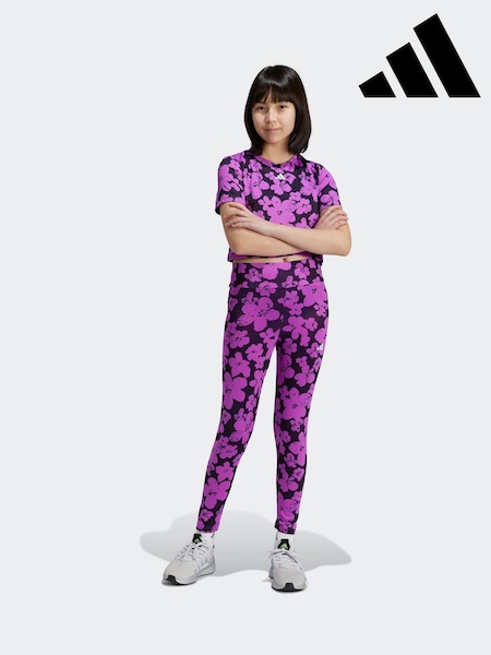 adidas Purple Kids Train Essentials Seasonal Printed High Waisted 7/8 Training Leggings (K99284) | AED67