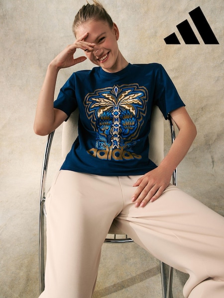adidas Blue 100% Cotton Farm Graphic T-Shirt (K99302) | AED114