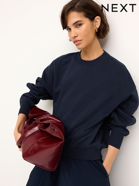 Navy Blue Heavyweight Soft Touch Crew Neck Sweatshirt (K99426) | AED48