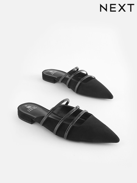 črna - Forever Comfort® Point Toe Strappy Mules (K99729) | € 19