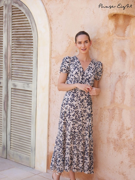 Phase Eight Black Multi Floral Amy Midi Dress (K99756) | €41.50