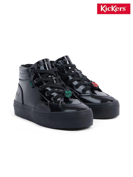 Kickers Black Tovni Stack Hi Flower Patent Trainers (K99792) | €38