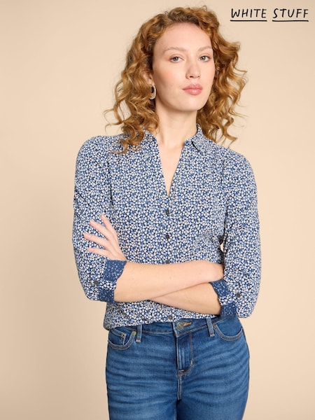 White Stuff Dark Blue 100% Cotton Annie Jersey Shirt (K99980) | €64