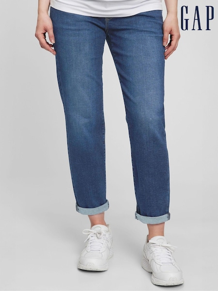 Gap Mid Wash Blue Maternity Over The Bump Girlfriend Jeans (L00891) | €19.50