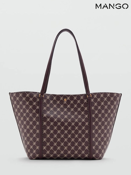 Red - Mango Monogram Printed Tote Bag