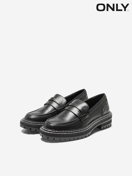 ONLY Black Faux Leather Chunky Sole Loafer (L02807) | AED55