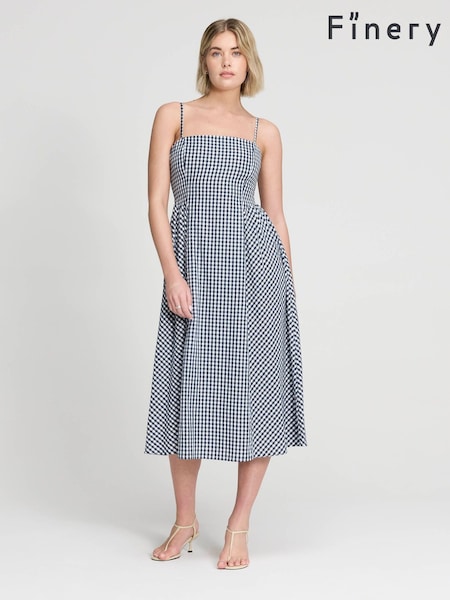 Ambastru carouri gingham - Rochie midi Finery Romina