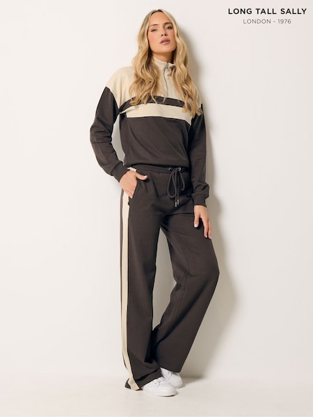 Brown - Long Tall Sally Side Stripe Wide Leg Joggers