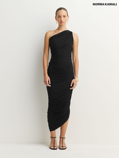 Black - Norma Kamali Diana One Shoulder Midi Dress