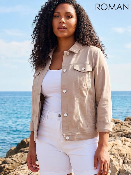 Natural - Roman Curve Bengaline Pocket Jacket