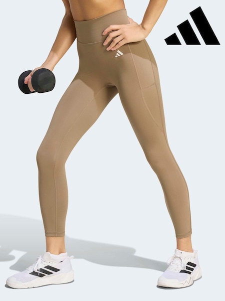 Cream - Adidas Optimé Essentials No Front Rise Seam 7/8 Leggings
