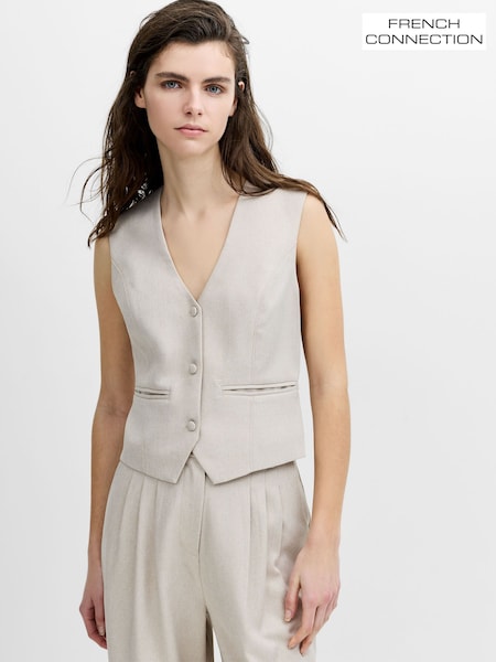Cream - French Connection Misha Suiting Fitted Waistcoat