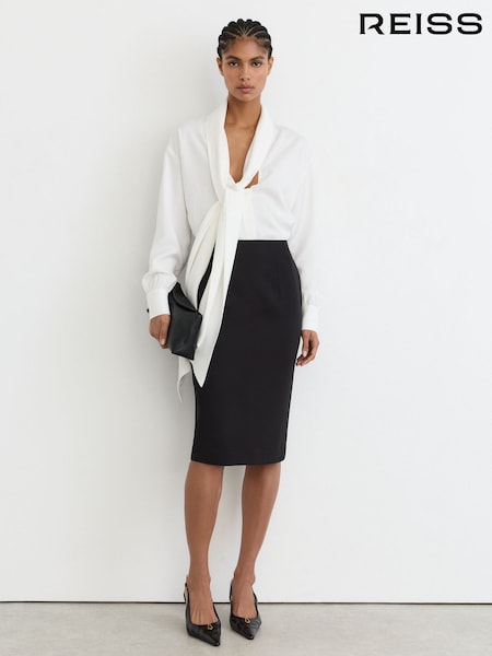 Black - Reiss Veronica High-rise Pencil Midi Skirt