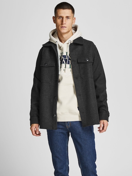 Negru - Cămașă tip jachetă cu buzunar dublu JACK &JONES (L08103) | 200 LEI