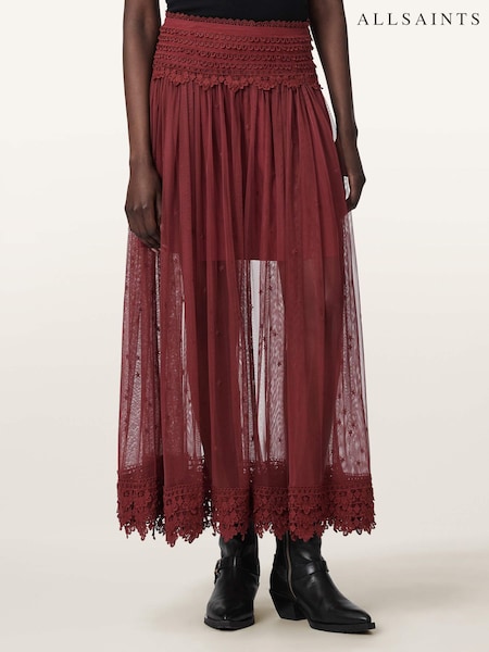 Red - Allsaints Trixie Lace Skirt